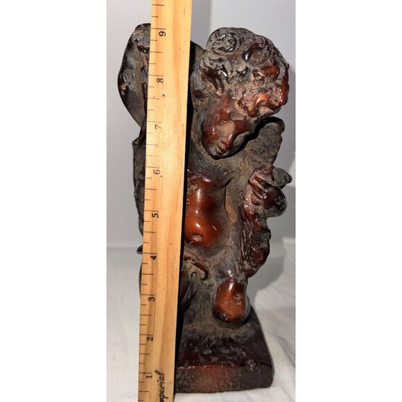 Antique Burl Wood Handcarved Cherub Sculpture - Picture 8 of 8